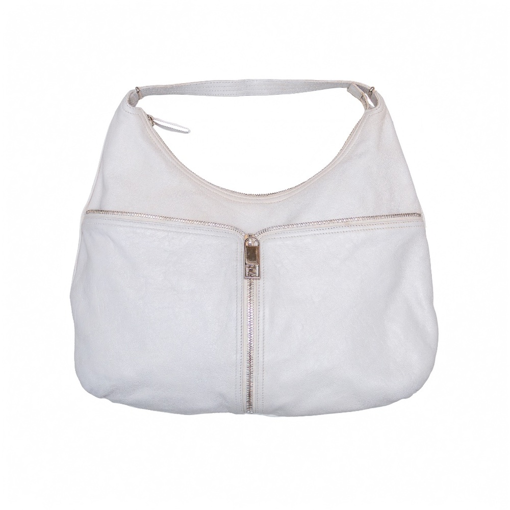 Vintage Fendi White Leather Hobo Shoulder‎ Bag